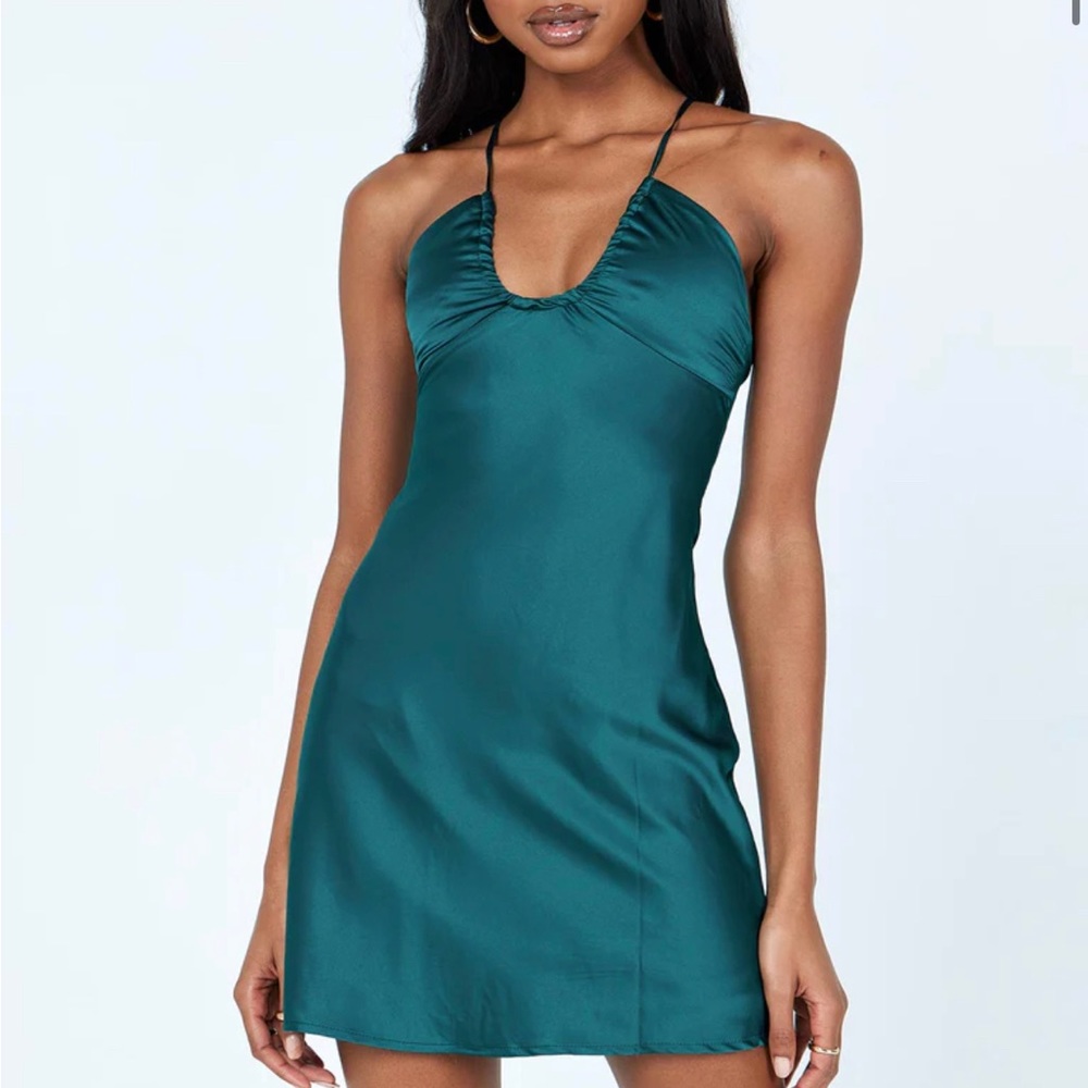 Emerald Green Satin Dress